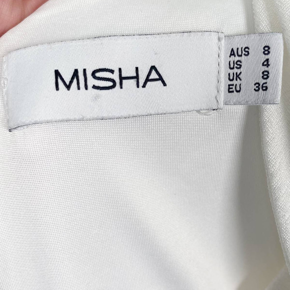 MISHA Callie Ivory Cutout Mini Dress Halter Neck Ruched Bride Bachelorette 4 - Picture 8 of 11